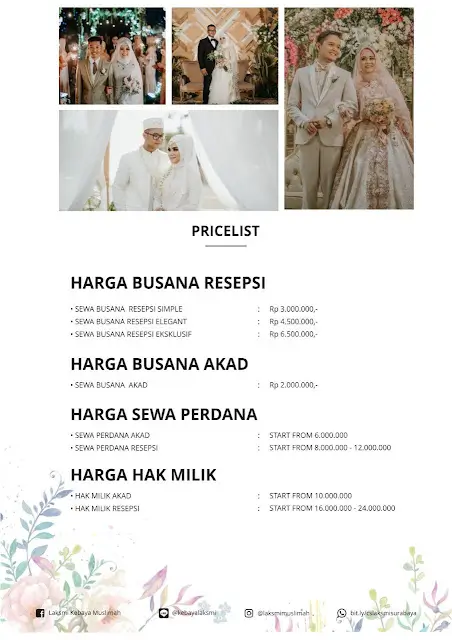 Harga sewa baju pengantin muslimah